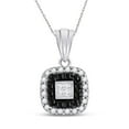 thumbnail image 1 of 14kt White Gold Womens Round Black Color Enhanced Diamond Square Pendant 1/2 Cttw, 1 of 1