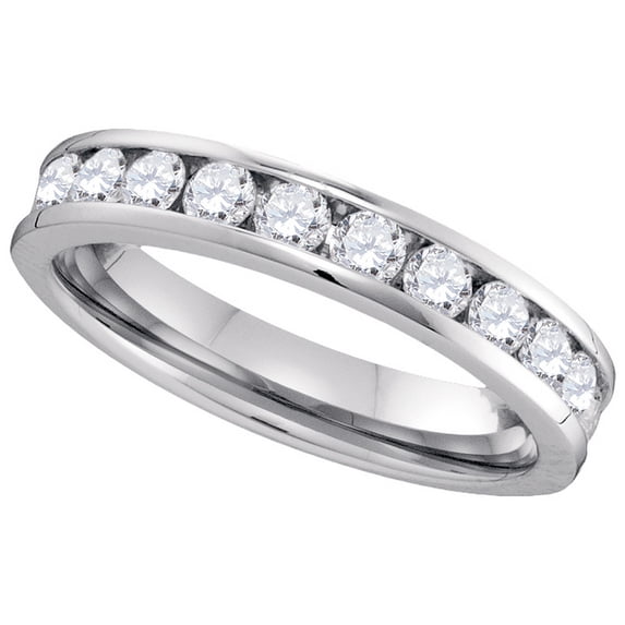 14kt White Gold Womens Round Channel-set Diamond 4mm Wedding Band 3/4 Cttw