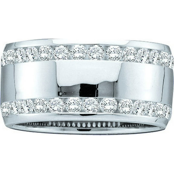 14kt White Gold Womens Round Channel-set Diamond Double Row Wedding Band 1/2 Cttw