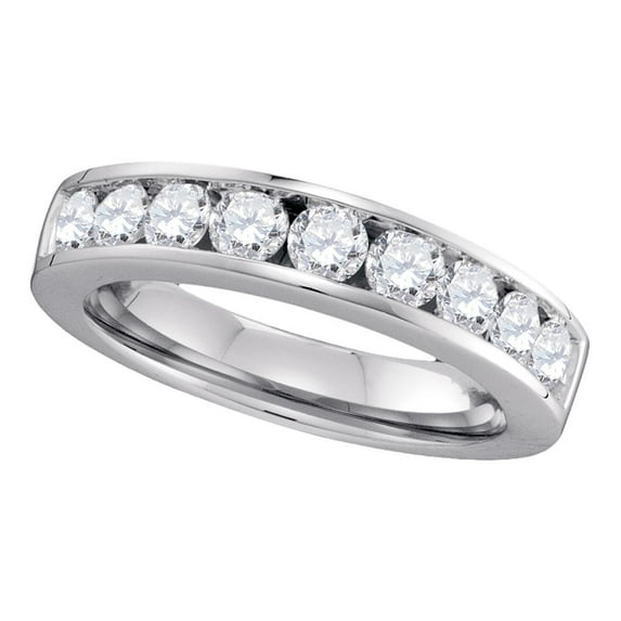 14kt White Gold Womens Round Channel-set Diamond Single Row Wedding Band 1 Cttw