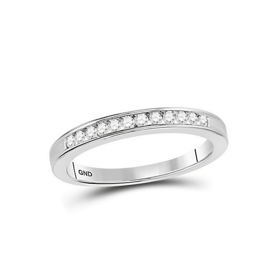 14kt White Gold Womens Round Channel-set Diamond Wedding Band 1/6 Cttw