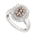 thumbnail image 1 of 14kt White Gold Womens Round Cognac-brown Color Enhanced Diamond Oval Frame Cluster Ring 3/4 Cttw, 1 of 1