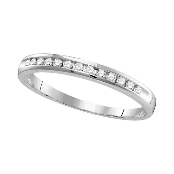 14kt White Gold Womens Round Diamond Band Wedding Anniversary Ring 1/4 Cttw