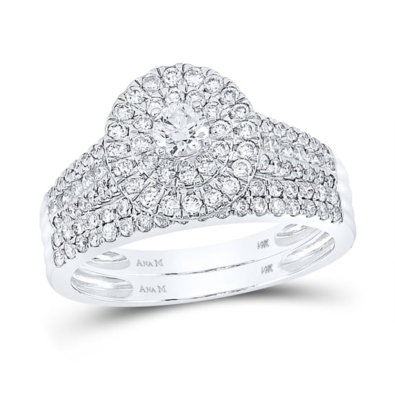 14kt White Gold Womens Round Diamond Bridal Wedding Engagement Ring Band Set 1.00 Cttw (Certified)