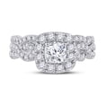 thumbnail image 1 of 14kt White Gold Womens Round Diamond Bridal Wedding Engagement Ring Band Set 1-1/2 Cttw (Certified), 1 of 4