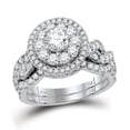 thumbnail image 1 of 14kt White Gold Womens Round Diamond Bridal Wedding Engagement Ring Band Set 2.00 Cttw (Certified), 1 of 1