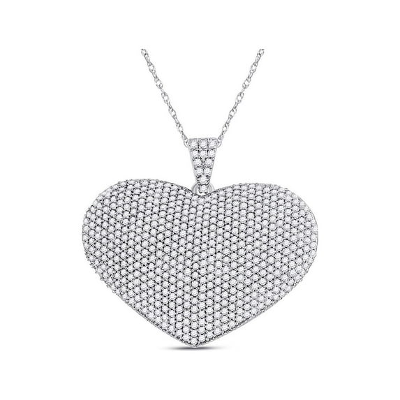 14kt White Gold Womens Round Diamond Charmed Heart Pendant 2 Cttw