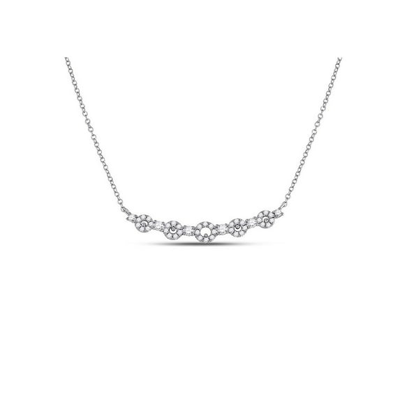 14kt White Gold Womens Round Diamond Circle Bar Necklace 1/3 Cttw