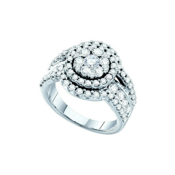14kt White Gold Womens Round Diamond Cocktail Ring 2.00 Cttw