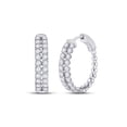 thumbnail image 1 of 14kt White Gold Womens Round Diamond Double Row Hoop Earrings 2 Cttw, 1 of 1