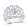 thumbnail image 1 of 14kt White Gold Womens Round Diamond Filigree Fashion Ring 3/4 Cttw, 1 of 1