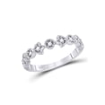 thumbnail image 1 of 14kt White Gold Womens Round Diamond Floral Stackable Band Ring 1/10 Cttw, 1 of 1