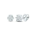 thumbnail image 1 of 14kt White Gold Womens Round Diamond Flower Cluster Earrings 1/6 Cttw, 1 of 1