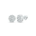 thumbnail image 1 of 14kt White Gold Womens Round Diamond Flower Cluster Earrings 2 Cttw, 1 of 1