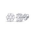 thumbnail image 1 of 14kt White Gold Womens Round Diamond Flower Cluster Earrings 3/4 Cttw, 1 of 1