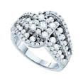thumbnail image 1 of 14kt White Gold Womens Round Diamond Flower Cluster Swirl Cocktail Ring 2.00 Cttw, 1 of 1