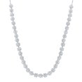 thumbnail image 1 of 14kt White Gold Womens Round Diamond Flower Tennis Necklace 4-1/2 Cttw, 1 of 1