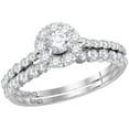 thumbnail image 1 of 14kt White Gold Womens Round Diamond Halo Bridal Wedding Engagement Ring Band Set 1.00 Cttw 114595, 1 of 1