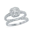 thumbnail image 1 of 14kt White Gold Womens Round Diamond Halo Bridal Wedding Engagement Ring Band Set 1-1/2 Cttw, 1 of 3