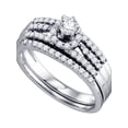 thumbnail image 1 of 14kt White Gold Womens Round Diamond Halo Bridal Wedding Engagement Ring Band Set 1/2 Cttw, 1 of 1