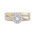 thumbnail image 1 of 14kt White Gold Womens Round Diamond Halo Bridal Wedding Engagement Ring Band Set 5/8 Cttw, 1 of 1