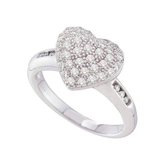 14kt White Gold Womens Round Diamond Heart Cluster Ring 1/2 Cttw