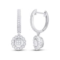thumbnail image 1 of 14kt White Gold Womens Round Diamond Hoop Circle Dangle Earrings 1/2 Cttw, 1 of 2