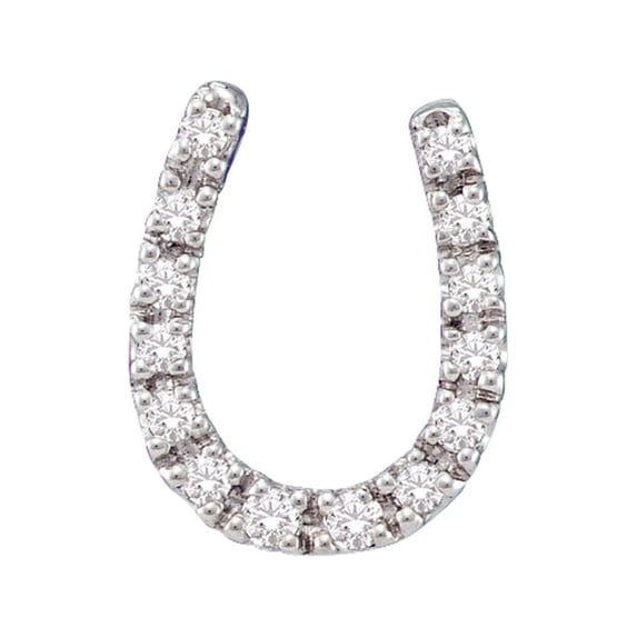 14kt White Gold Womens Round Diamond Horseshoe Pendant 1/10 Cttw