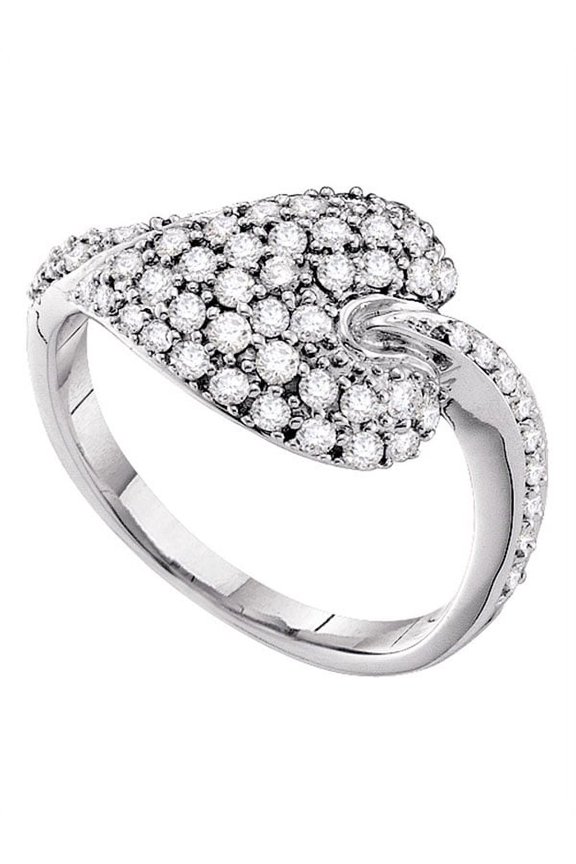 14kt White Gold Womens Round Diamond Leaf Cluster Ring 5/8 Cttw