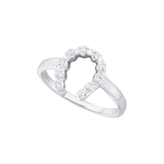 14kt White Gold Womens Round Diamond Lucky Horseshoe Ring 1/20 Cttw