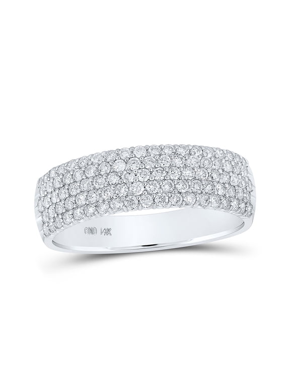 14kt White Gold Womens Round Diamond Machine-set Pave Band Ring 3/4 Cttw