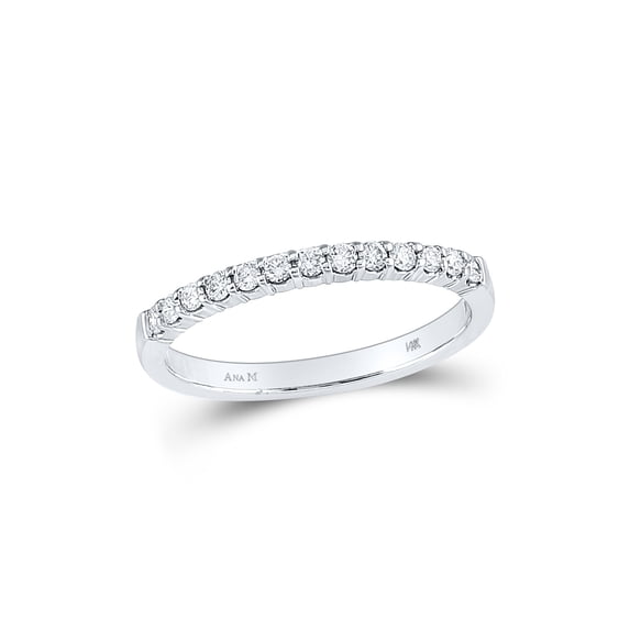 14kt White Gold Womens Round Diamond Machine-set Wedding Band Ring 1/4 Cttw
