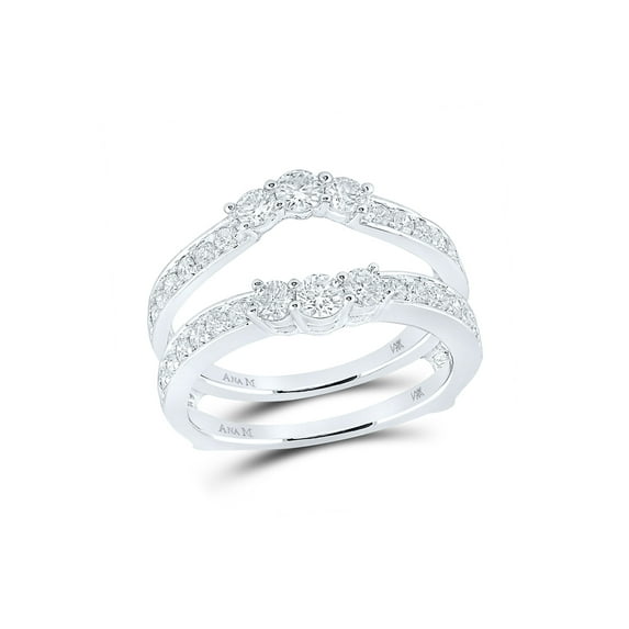14kt White Gold Womens Round Diamond Milgrain Wrap Ring Guard Enhancer 1 Cttw
