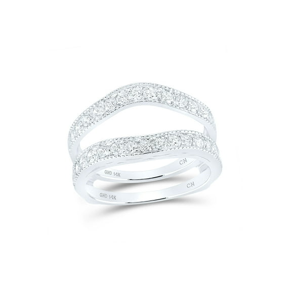 14kt White Gold Womens Round Diamond Milgrain Wrap Ring Guard Enhancer 1 Cttw