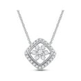 thumbnail image 1 of 14kt White Gold Womens Round Diamond Offset Square Cluster Necklace 1/2 Cttw, 1 of 1