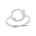 thumbnail image 1 of 14kt White Gold Womens Round Diamond Outline Circle Ring 1/8 Cttw, 1 of 1