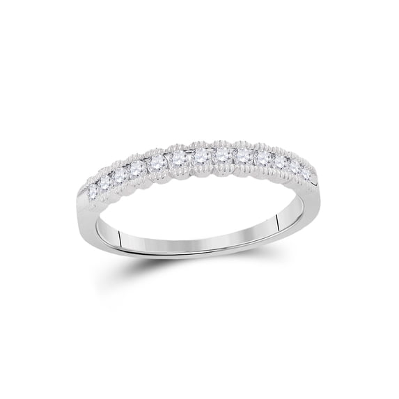 14kt White Gold Womens Round Diamond Single Row Band Ring 1/4 Cttw