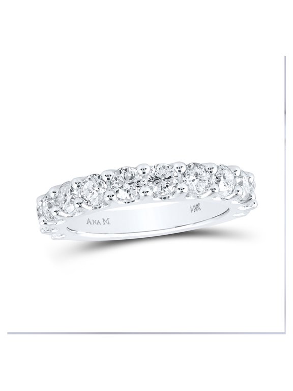 14kt White Gold Womens Round Diamond Single Row Band Ring 2 Cttw