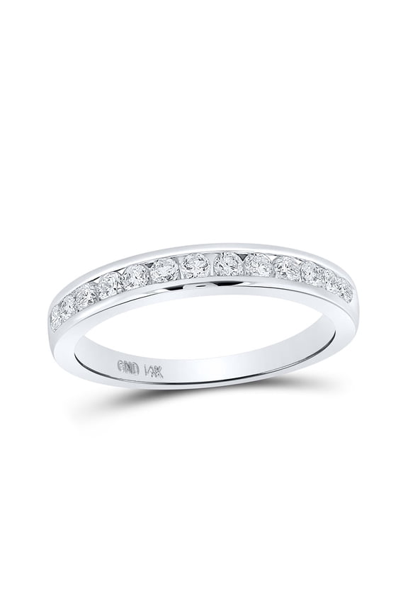 Round Diamond Single Row Channel-set White Diamond Wedding Band 1/3 ct. t.w. 14k, White Gold