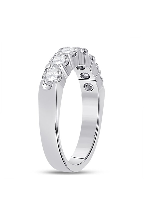 14kt White Gold Womens Round Diamond Single Row Comfort Wedding Band 1.00 Cttw