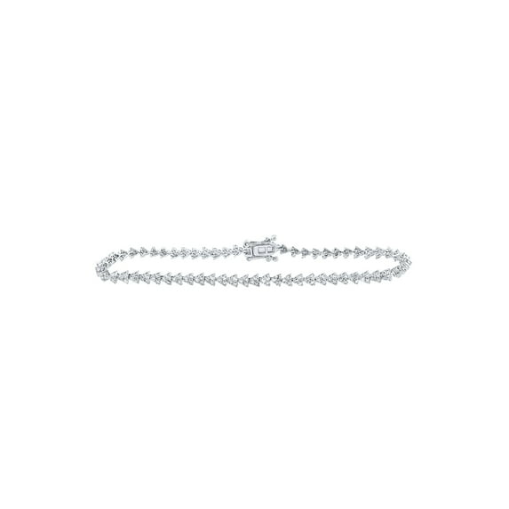 14kt White Gold Womens Round Diamond Single Row Tennis Bracelet 1-7/8 Cttw