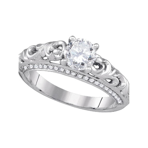 14kt White Gold Womens Round Diamond Solitaire Bridal Wedding Engagement Ring 1.00 Cttw