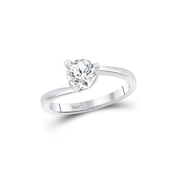 14kt White Gold Womens Round Diamond Solitaire Bridal Wedding Engagement Ring 3/4 Cttw
