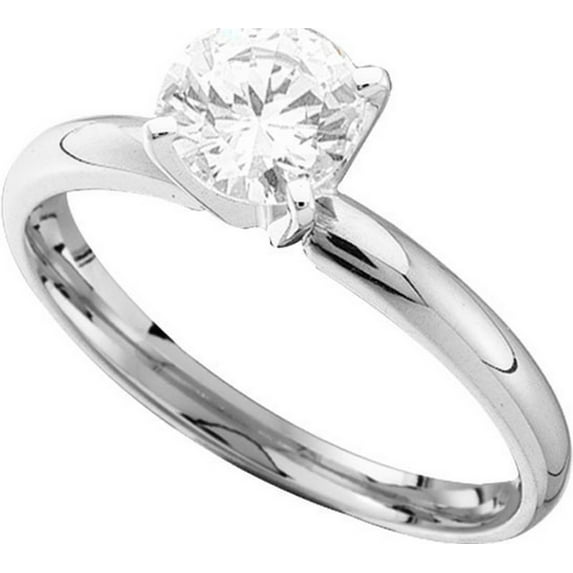 14kt White Gold Womens Round Diamond Solitaire Bridal Wedding Engagement Ring 3/8 Cttw
