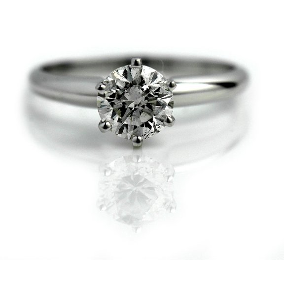 14kt White Gold Womens Round Diamond Solitaire Bridal Wedding Engagement Ring (.92 cttw.)