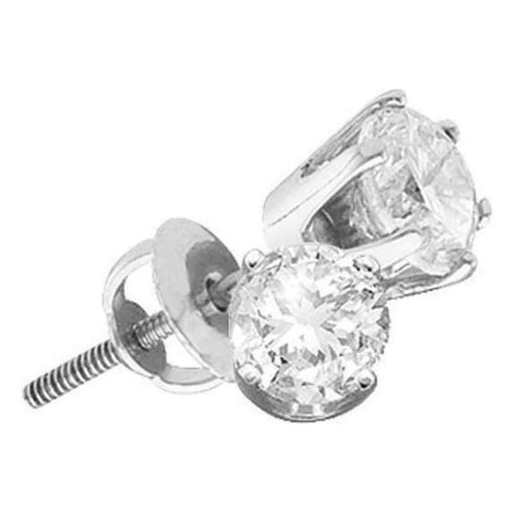 14kt White Gold Womens Round Diamond Solitaire I1 HI Screwback Stud Earrings 3/8 Cttw = .45 Cttw (I1 Clarity, round cut)