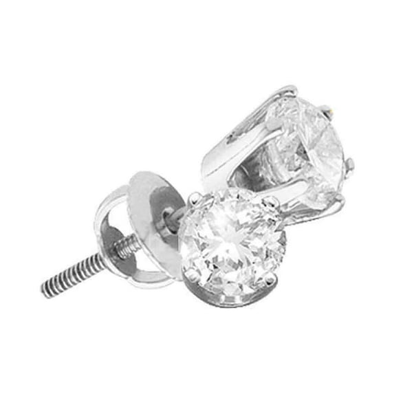 14kt White Gold Womens Round Diamond Solitaire I3 HI Screwback Stud Earrings 1/10 Cttw = .1 Cttw (I3 Clarity, round cut)