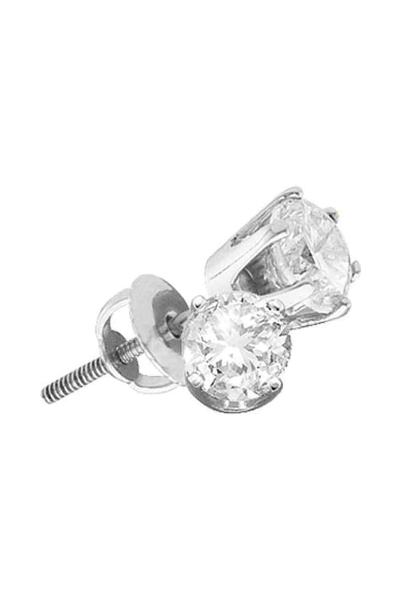 14kt White Gold Womens Round Diamond Solitaire I3 HI Screwback Stud Earrings 1/10 Cttw = .1 Cttw (I3 Clarity, round cut)