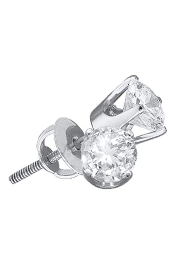 14kt White Gold Womens Round Diamond Solitaire I3 JK Screwback Stud Earrings 1/5 Cttw = .2 Cttw (I3 Clarity, round cut)