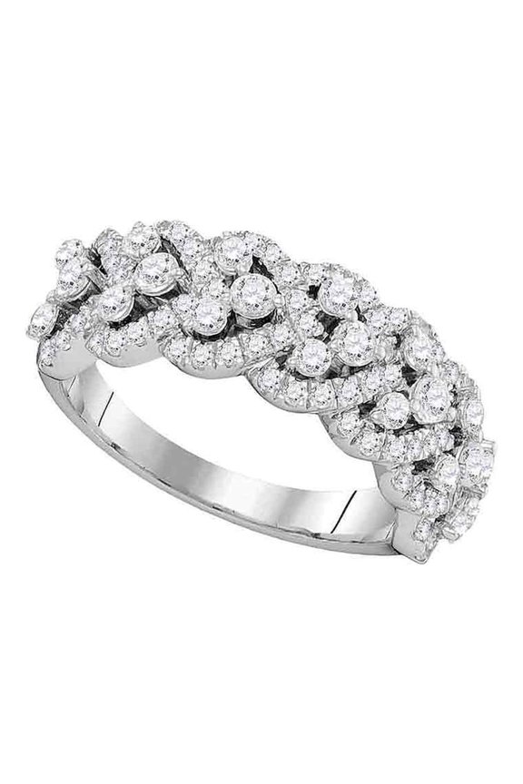 14kt White Gold Womens Round Diamond Spade-shape Band Ring 1-1/3 Cttw